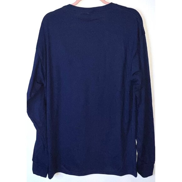 Jerzees Dri-Power Long Sleeve Shirt Navy Blue Size Large Cotton/Polyester Blend - Picture 2 of 3